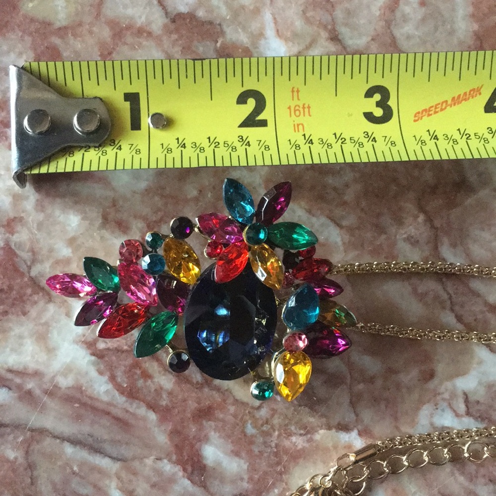 Multi-Color Crystal Flower Necklace - Picture 7 of 14